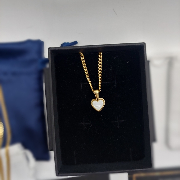 Jewelry - 18K Gold Plated Heart Pendant with 18K Gold Miami Cuban Link Chain